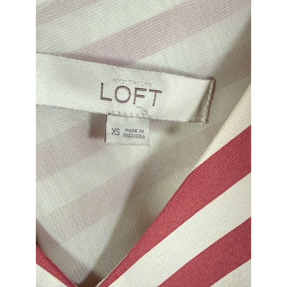 Ann Taylor Loft Women Red White Striped Sleeveless V-Neck Elastic Waist Dress XS - Picture 7 of 14